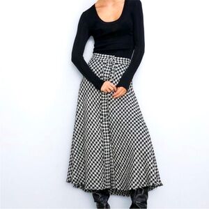ZARA houndstooth midi skirt